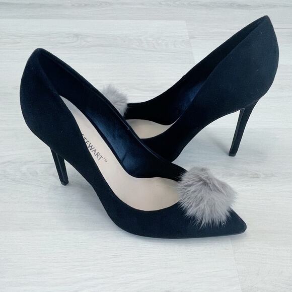 NEW Ashley Stewart Suede Pom Pom Stiletto Heels Size 10W NEW IN BOX - Picture 10 of 16